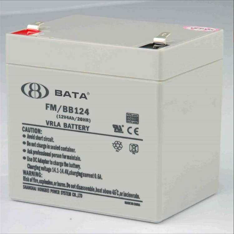 BATA鸿贝蓄电池FM/BB124免维护12V4Ah照明系统门禁消防电池