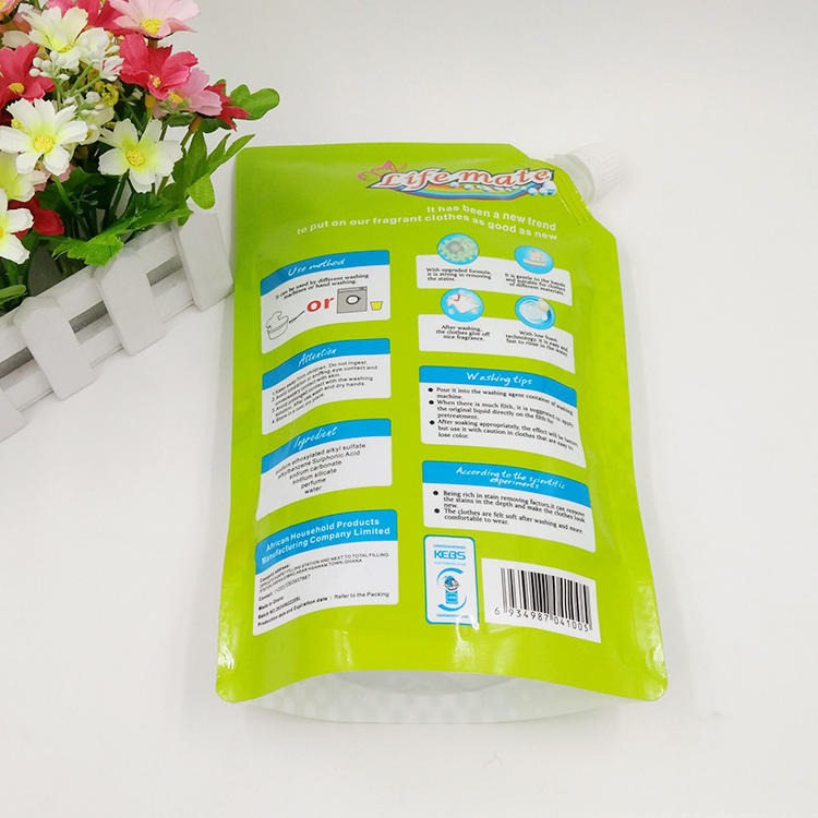 精美彩印定制1000ml洗衣液吸嘴自立袋 彩印尼龙塑料异型包装袋
