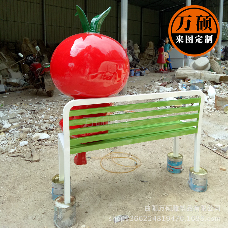 玻璃钢卡通人物雕塑 小区广场幼儿园休闲坐椅 西红柿番茄人雕塑示例图7
