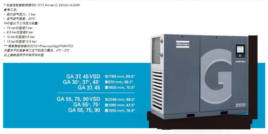 北京阿特拉斯变频空压机GA37VSD   37kw/7立方 高效节能35%示例图14