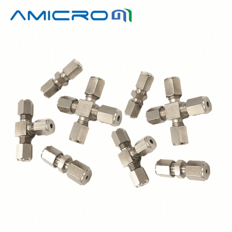 四通 3mm AMGC031 气相色谱四通接头 铜接头铜镀铬镍 接铜管四氟管塑料管金属管