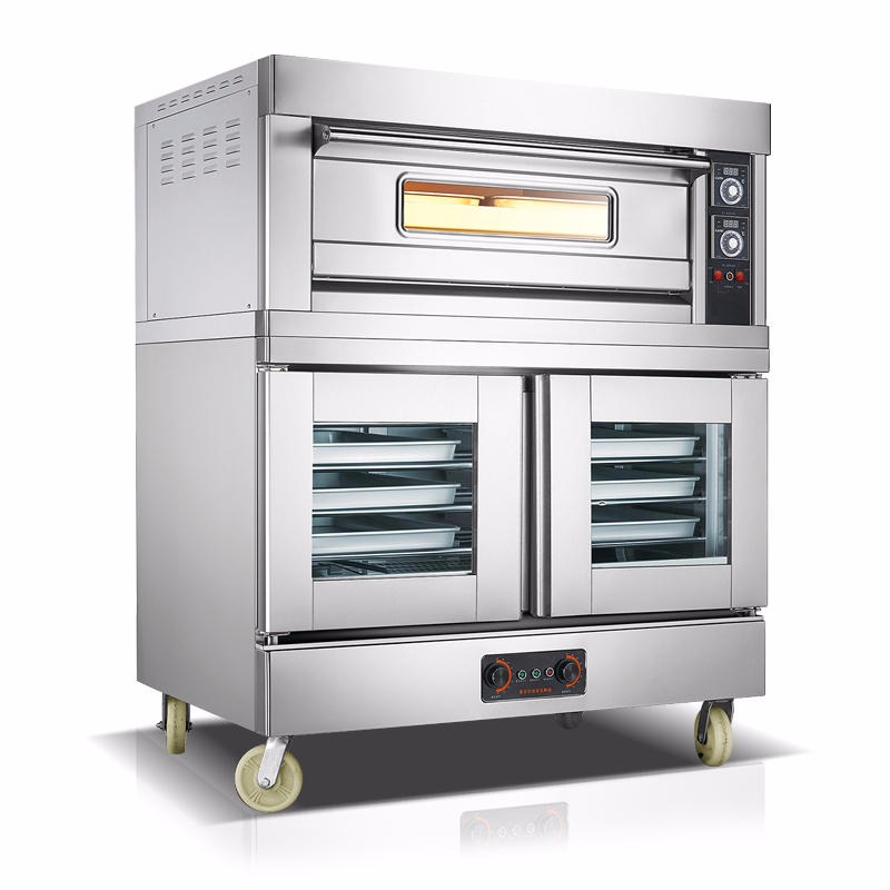 泓锋商用一层两盘电烤箱连10盘醒发箱发酵柜烤炉发酵箱一体柜单层