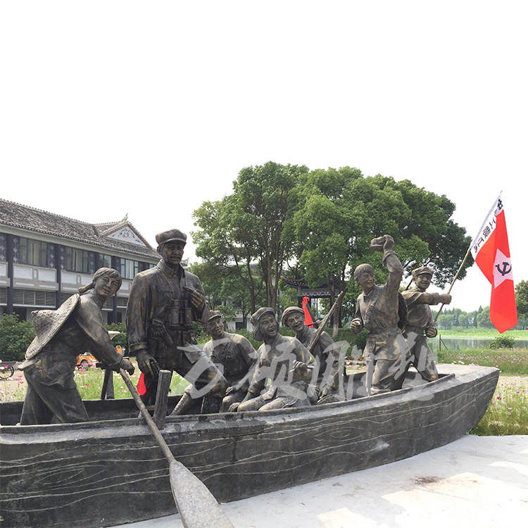 红色文化主题纪念馆人物仿铜雕塑 红军八路军战士革命玻璃钢雕塑示例图3