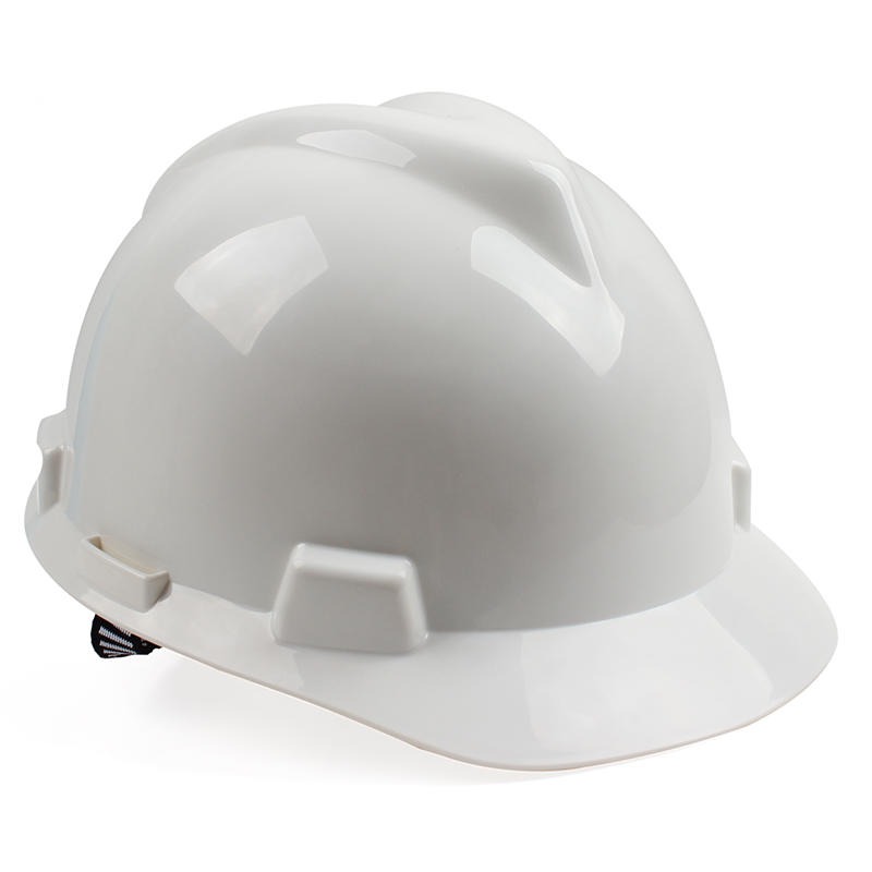 梅思安10146470白色PE标准型安全帽PE帽壳一指键帽衬针织吸汗带国标D型下颏带-白