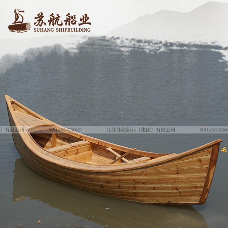 欧式木船价格尖头木船制造厂家木质手划船水上游船苏航定制图片