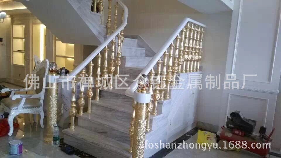 厂家直销 24K金铜铸造件立柱 装饰别墅酒店楼梯 欢迎来图定制示例图6