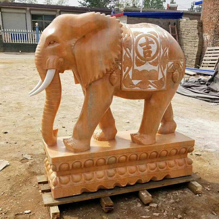 汉白玉石象 定制汉白玉石头象 石雕大象价格