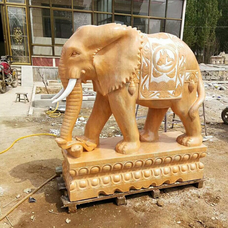 招财石雕大象 定制汉白玉石头象 石雕大象生产厂家