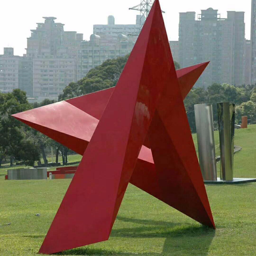 国润雕塑 不锈钢抽象五角星雕塑 红色星星 学校雕塑 喷漆景观摆件 怪工匠支持来图加工图片