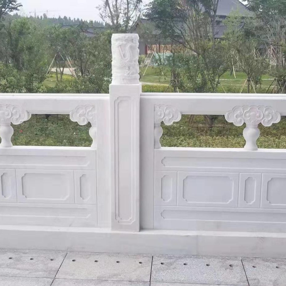 中式大理石栏杆 石雕栏杆阳台 沿河石栏杆厂家 富祥石业