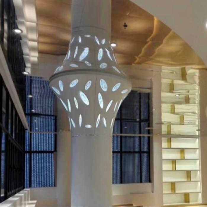 海雅百货透光雕花包柱铝单板定制    镂空铝单板天花