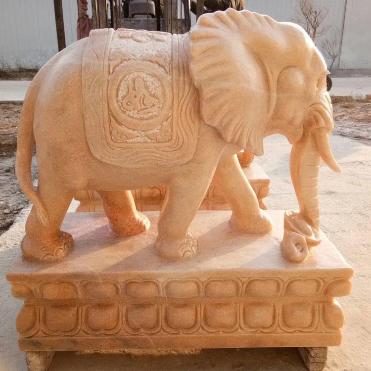 佰盛 石雕大象汉白玉石雕大象价格 晚霞红石材大象雕塑厂家