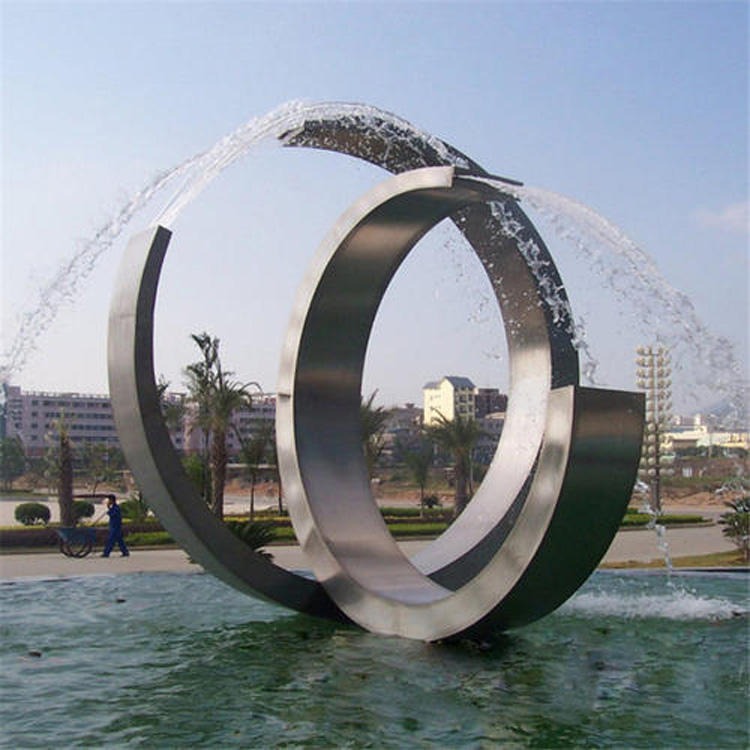 不锈钢雕塑 大型广场喷泉雕塑 圆环形雕塑 怪工匠