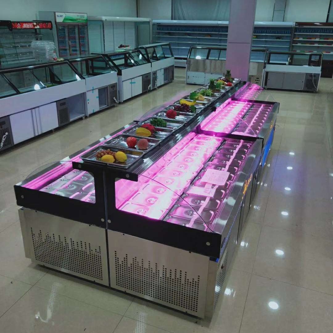 未来雪BKS-BT-40三层水果捞冰台冰 柜海鲜冷藏冷冻保鲜冰箱 串串点菜展示 沙拉熟食柜 玻璃门阶梯冰台
