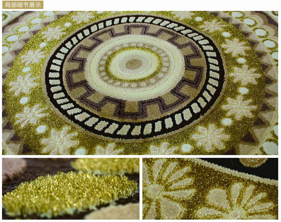开利地毯 家用块毯 时尚现代简约风格 立体毯面 金银丝时尚地毯示例图3
