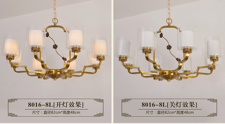 品牌厂家直销新中式全铜餐厅吊灯卧室创意仿古铜色中国风吸顶吊灯示例图16