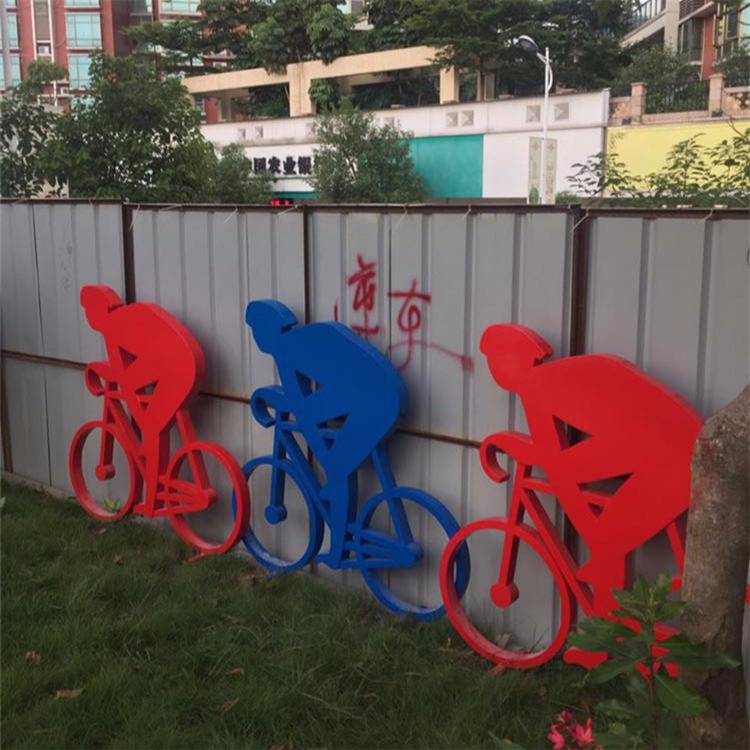 不锈钢抽象骑车人物雕塑 自行车雕塑 体育运动主题雕塑 唐韵园林图片
