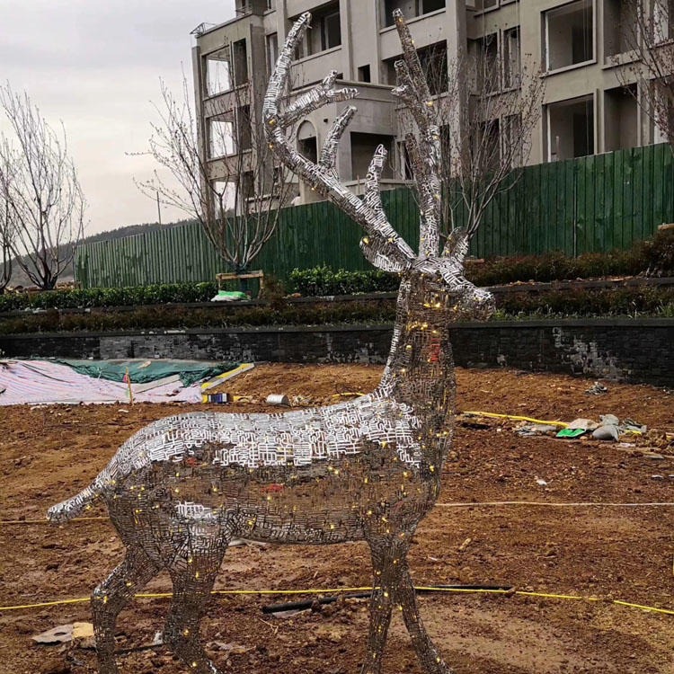 佰盛 不锈钢小鹿雕塑小品镂空鹿雕塑地产小区金属鹿景观小品摆件