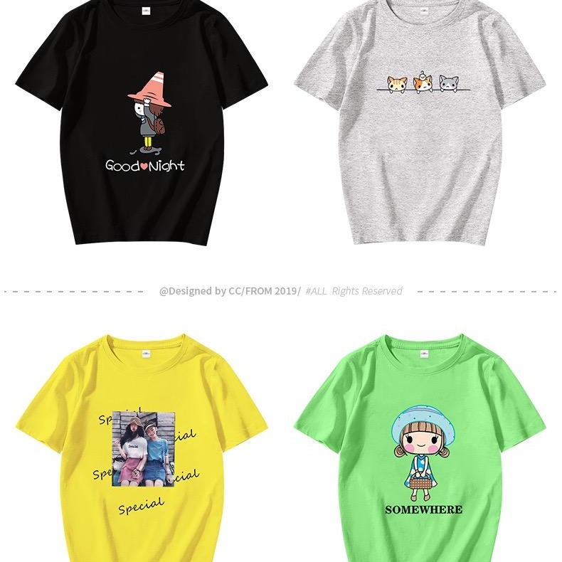 广东产地夏季童装T恤韩版新款儿童卡通彩虹兔纯棉短袖T恤