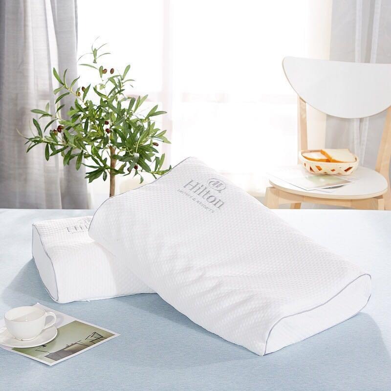 希尔顿纯天然泰国乳胶枕头枕芯橡胶成人单人希尔顿护颈椎保健记忆枕