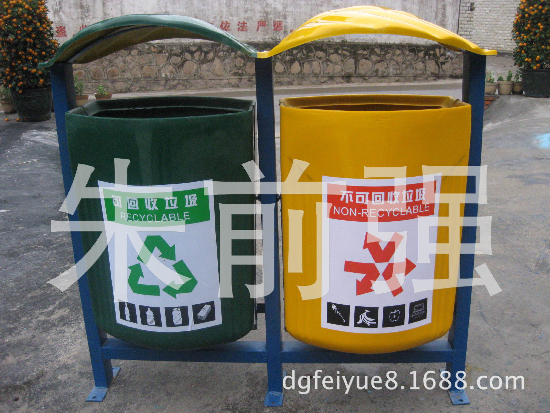 厂家直销玻璃钢环卫垃圾桶户外圆形室外单桶带盖无盖示例图6