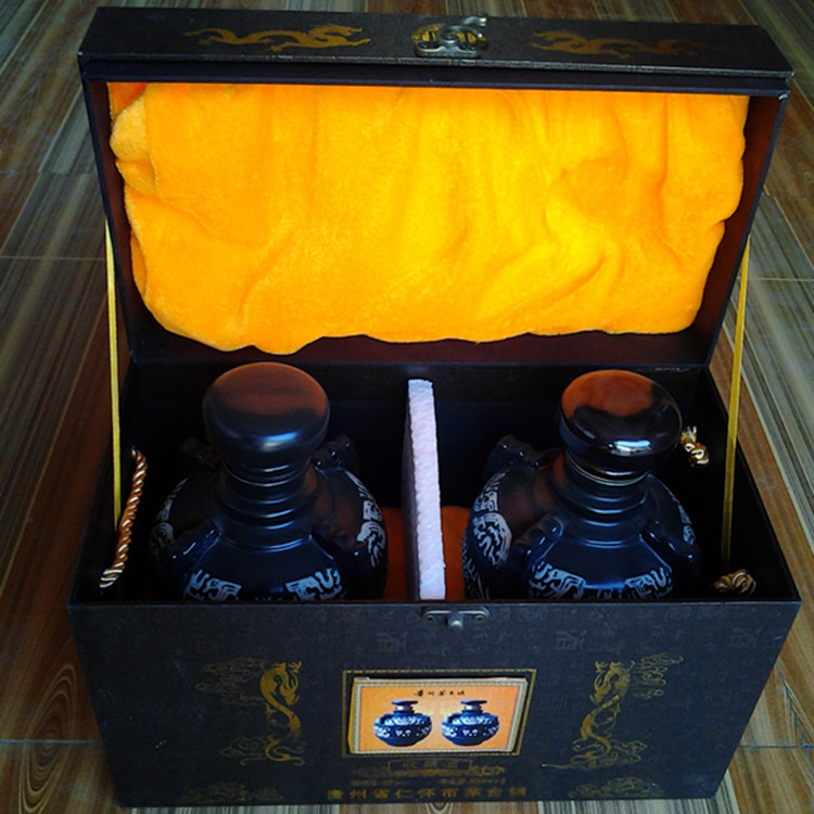 酱香收藏酒500mlX2黑色龙坛礼盒开盒