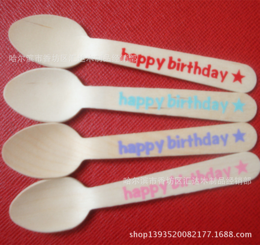 供应刀叉勺 木质刀叉勺 生日派对刀叉勺 彩色儿童刀叉勺 儿童餐具图片