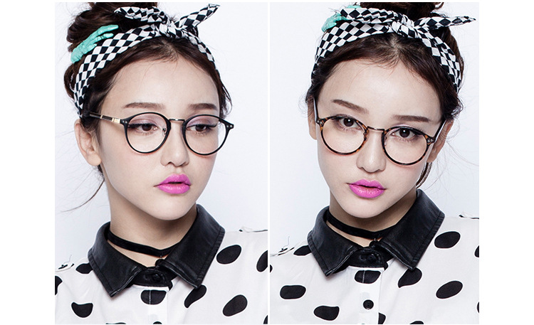 韩版流行可爱女士眼镜框 平光眼镜潮男金属修型圆框眼镜非主流示例图9