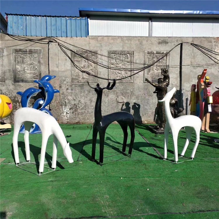 玻璃钢抽象鹿雕塑 抽象动物雕塑 唐韵园林图片