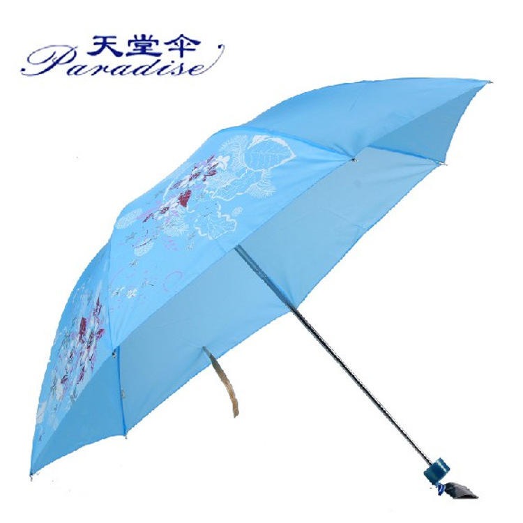 昆明天堂伞339S丝印折叠晴雨伞女士手动广告伞可定制定做印logo雨伞图片