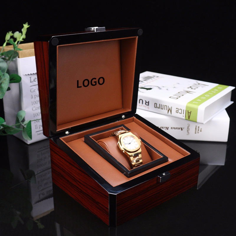 手表盒定做logo 木质盒收纳盒首饰盒批发厂家 礼品包装盒定制 钢琴烤漆手表木盒子图片