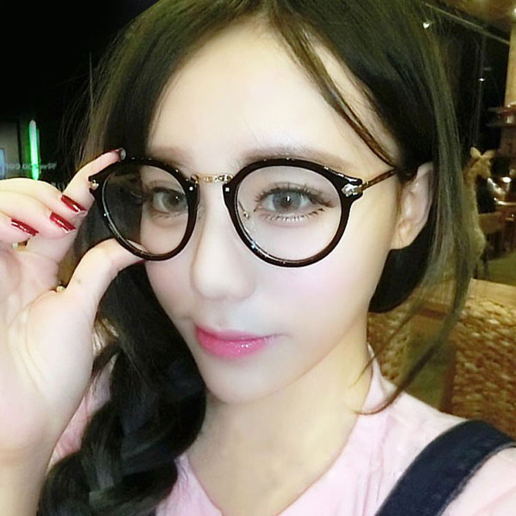 2016韩版金属小箭头铆钉复古椭圆框架男女士修脸平光镜镜框架眼镜图片