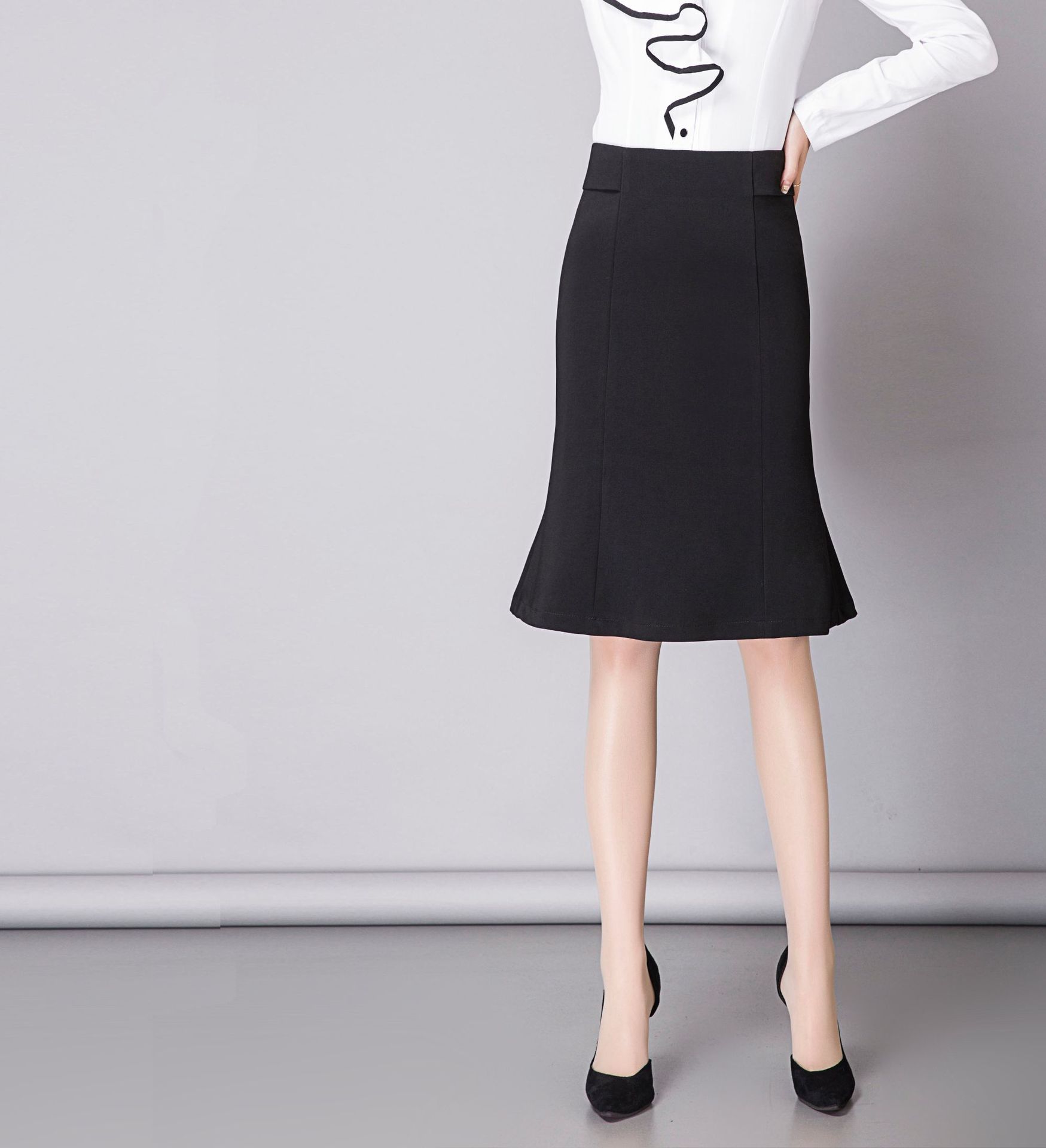 厂家批发2018春季新款女装一件代发韩版雪纺半身裙纯色包臀鱼尾裙示例图34