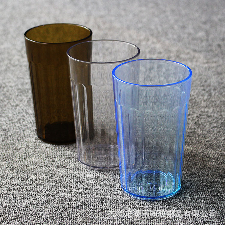 东莞厂家现货批发12oz塑料杯AS透明条纹塑料冷料杯仿真玻璃塑料杯示例图7