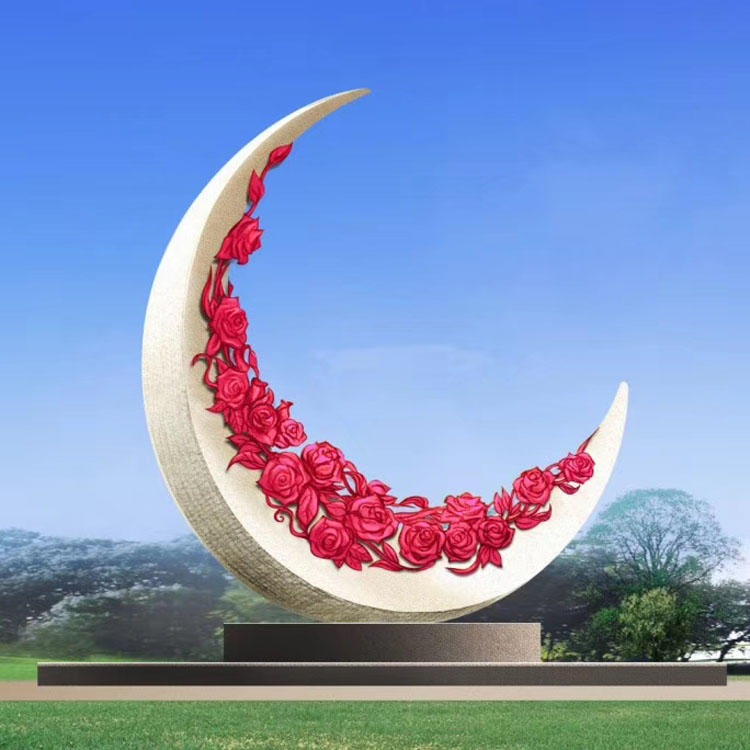 佰盛 不锈钢月亮雕塑厂家 金属月亮雕塑 广场月亮雕塑 支持定做图片