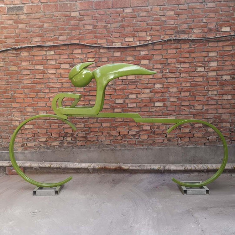 佰盛 不锈钢抽象自行车雕塑 金属抽象自行车雕塑 不锈钢抽象运动雕塑摆件
