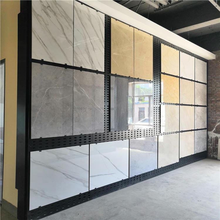 迅鹰陶瓷冲孔板展示架   瓷砖样品货架   运城800瓷砖展架挂板