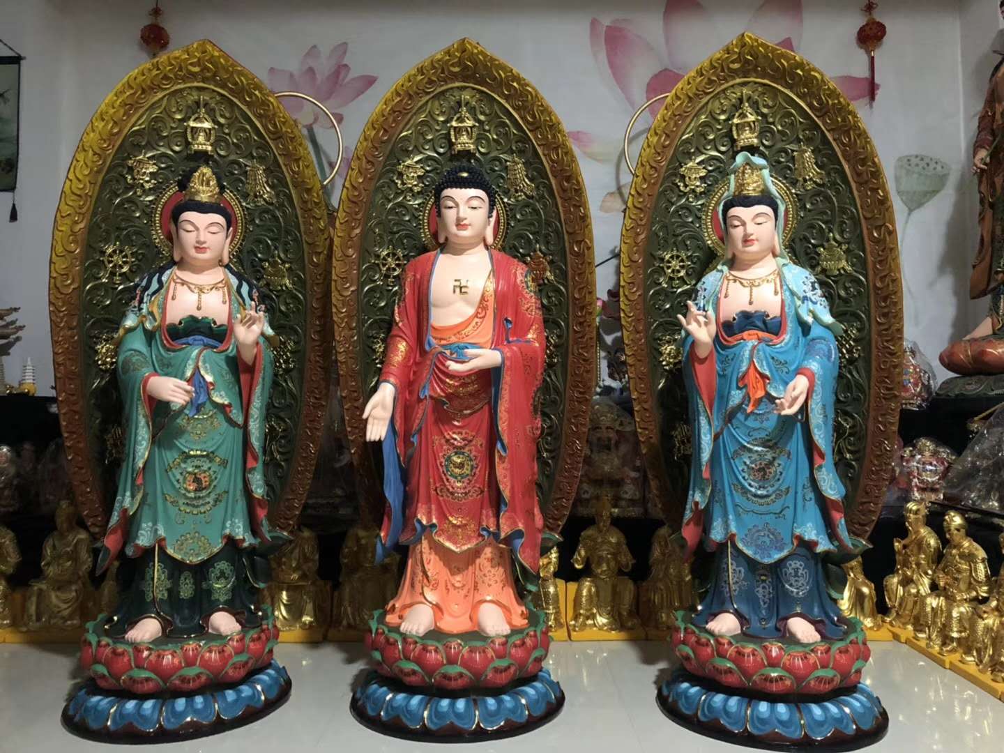 佛像 温州优质佛像厂家订制铜雕西方三圣佛像 西方三圣菩萨 寺庙西方三圣菩萨佛像