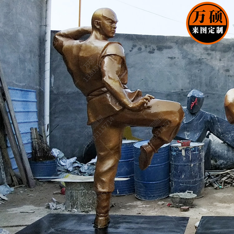 玻璃钢仿铜人物定做 武术人物武僧雕塑 街道人物雕塑摆件一线厂家示例图6