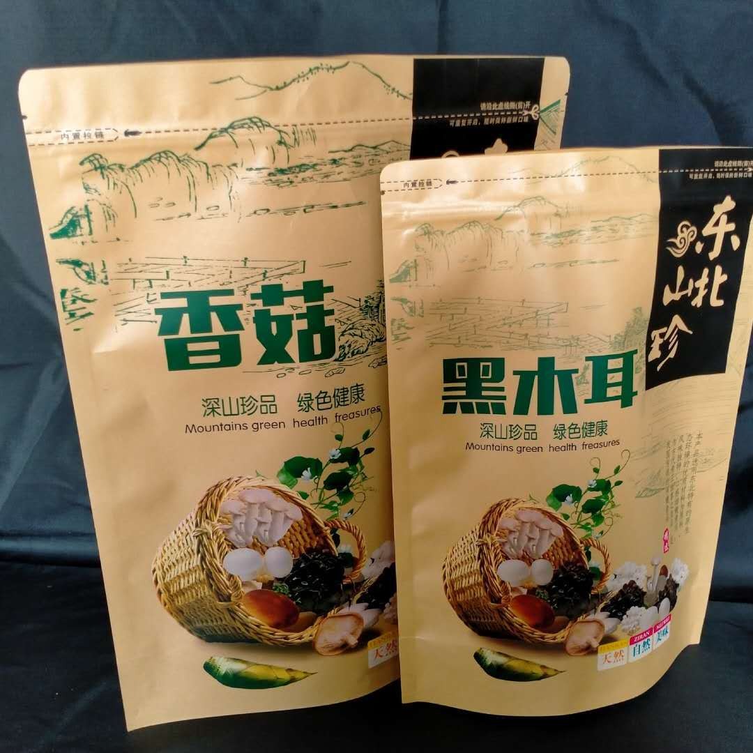 东北特产 黑木耳 蘑菇包装袋 牛皮纸自封自立袋 食品包装袋 滨科厂家直销 支持定制