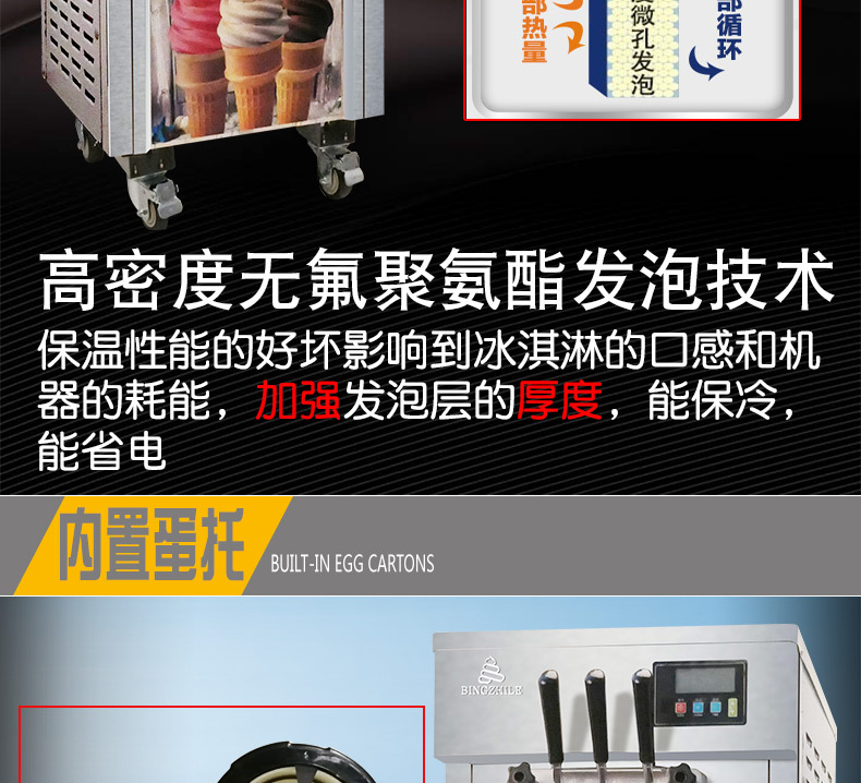 商用冰淇淋机冰之乐BQL7225软质冰激凌机雪糕机甜筒机冰棍机蛋筒示例图12