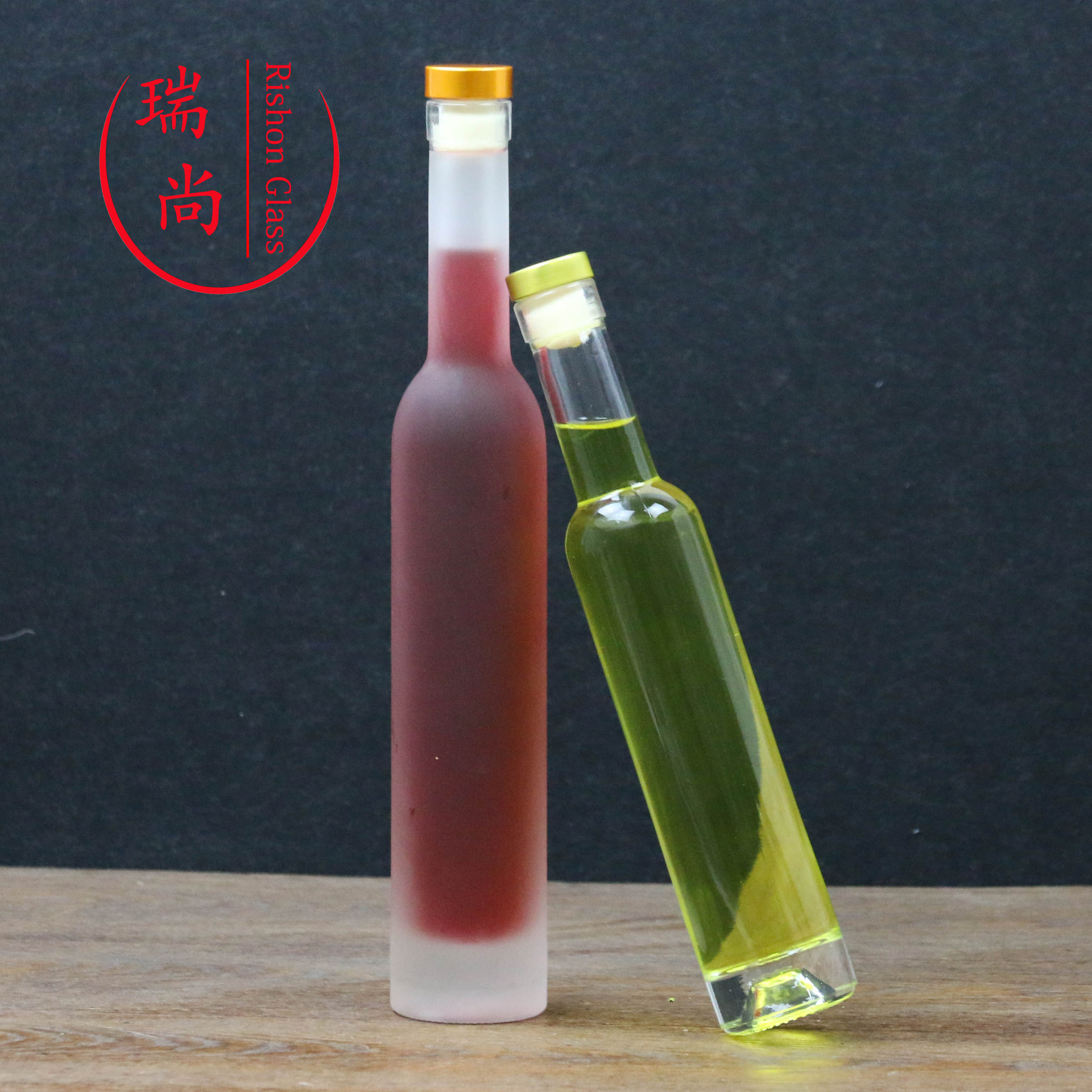 375ml冰酒瓶厂家直销红酒瓶出口质量木塞厚底红酒瓶蒙砂洋酒瓶示例图8