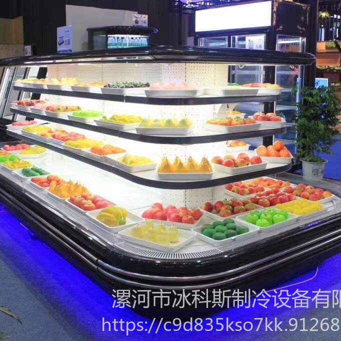 冰科斯-WLX-HD-48超市中岛柜 椭圆环形蔬菜水果酸奶饮料火锅酒店餐饮冷藏保鲜冷藏柜  环形风幕柜图片