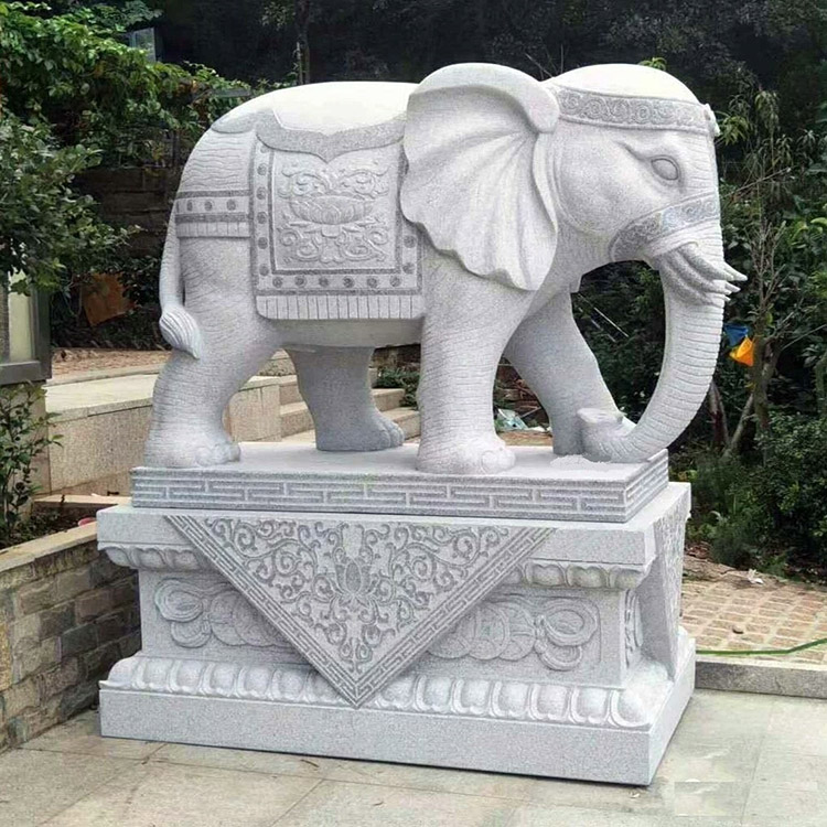 竣峰石业 汉白玉石象 雕刻石雕大象 石雕大象厂家