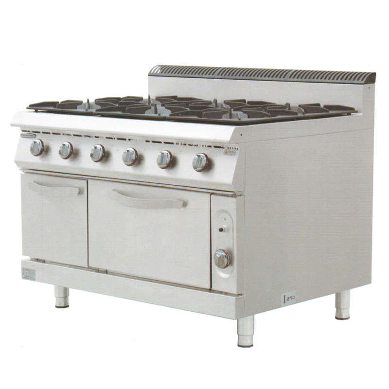 西餐厨房设备 燃气六头煲仔炉连焗炉  立式煲仔炉  E-RQB-900-6-AG
