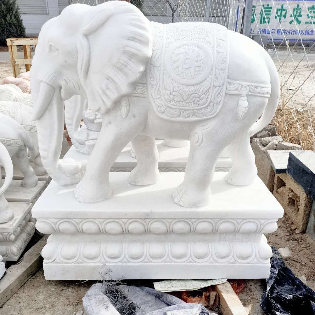 陈氏石雕 石雕汉白玉大象 酒店门口摆件 石雕大象 吉祥装饰