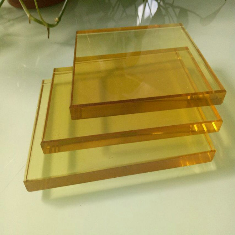 广州厂家直销钢化黄金玻 家具装饰水晶黄玻璃加工批发金玻示例图6