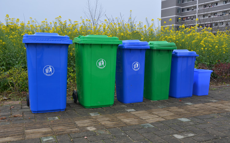 孝感蓝色100L环卫垃圾桶加厚脚踏塑料垃圾桶户外小区垃圾桶批发示例图20