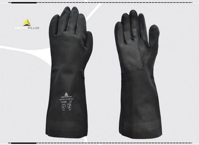 防化手套耐酸碱手套代尔塔201510 氯丁橡胶手套 VE510劳保手套示例图7