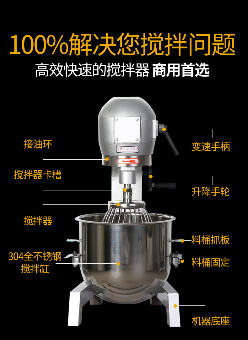 胜麦搅拌机商用打蛋机多功能和面机20L/30L/40L/60升示例图13